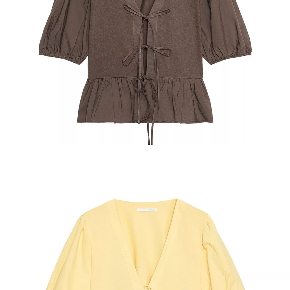 ZARA | Brown and yellow Puff Sleeve Top $20 each